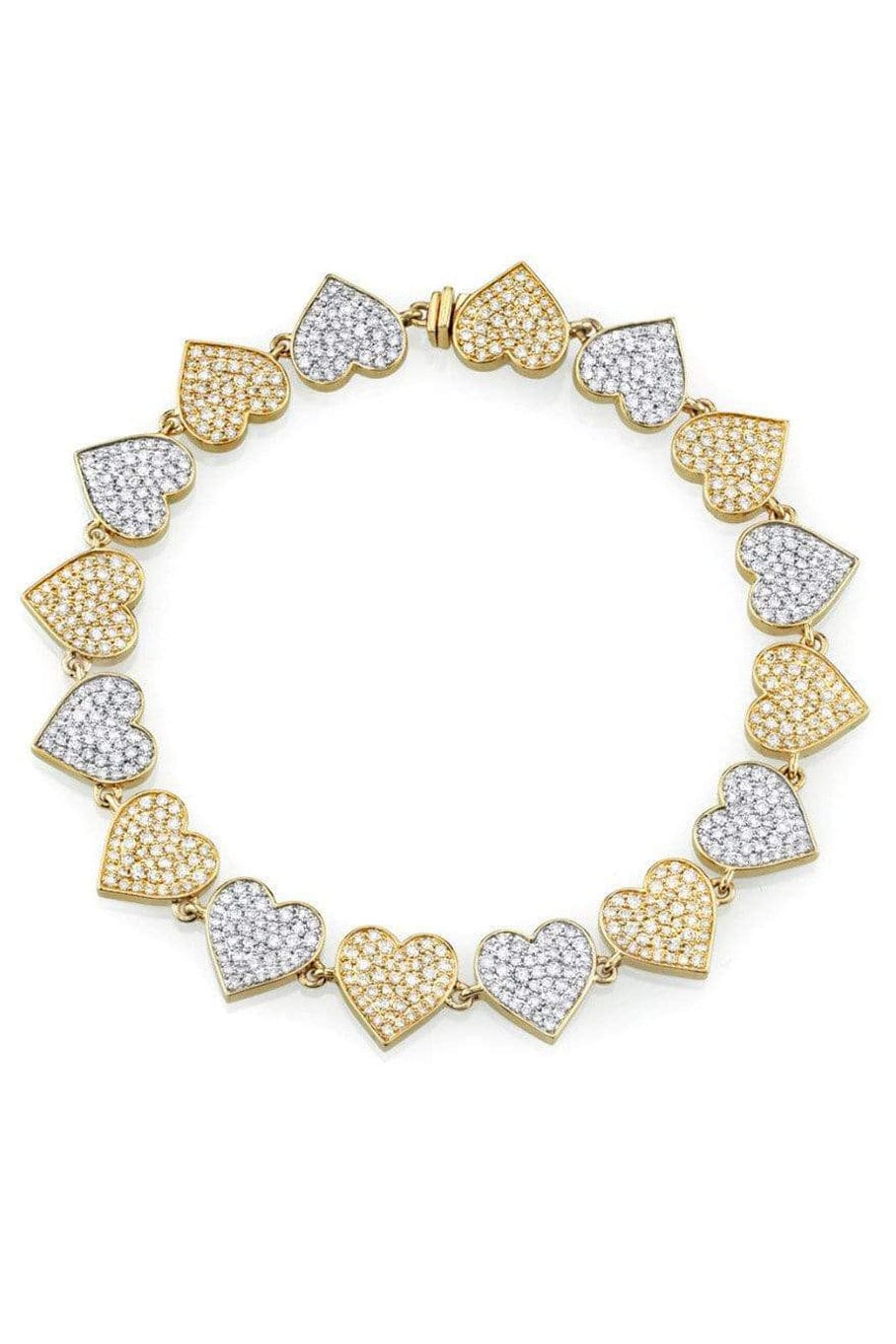 SYDNEY EVAN-Double Heart Eternity Bracelet-YELLOW GOLD