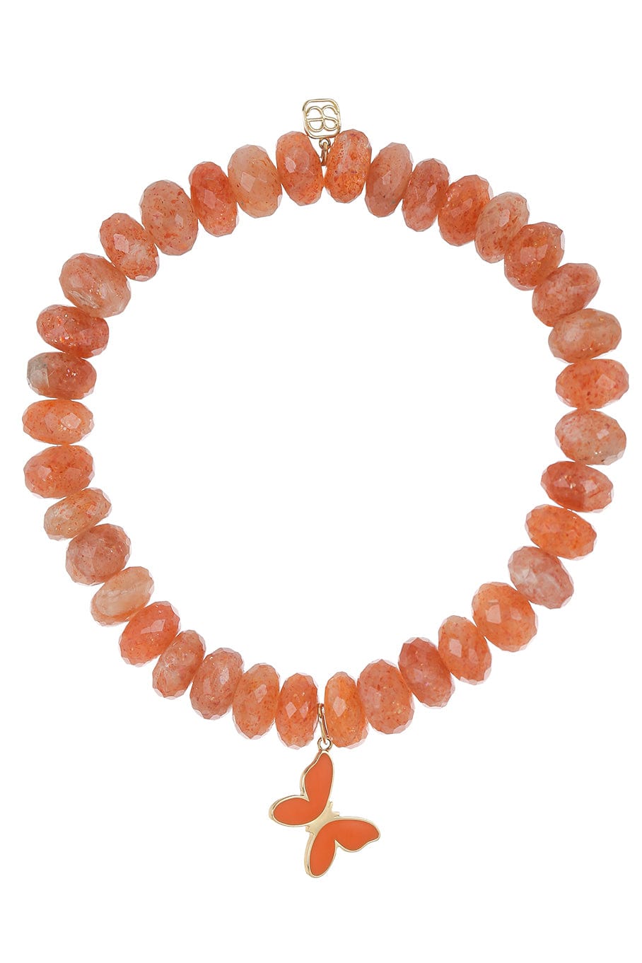 SYDNEY EVAN-Enamel Butterfly Sunstone Bead Bracelet-YELLOW GOLD