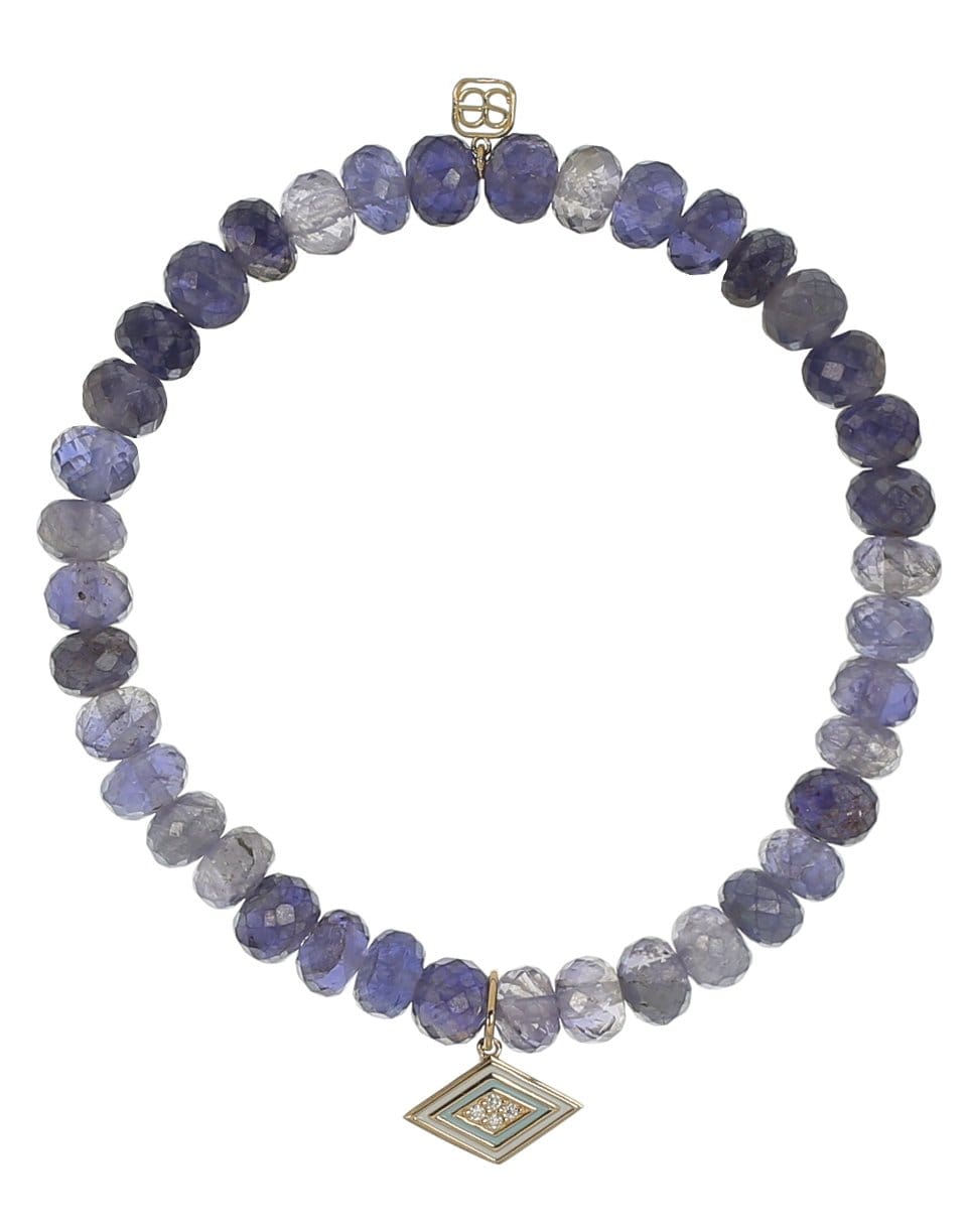 SYDNEY EVAN-Enamel Groovy Diamond Iolite Bead Bracelet-YELLOW GOLD