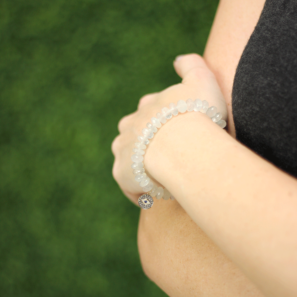 SYDNEY EVAN-Evil Eye Beaded Bracelet-YELLOW GOLD