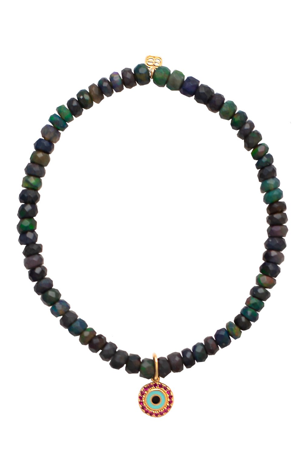 SYDNEY EVAN-Evil Eye Moonstone Charm Bracelet-YELLOW GOLD