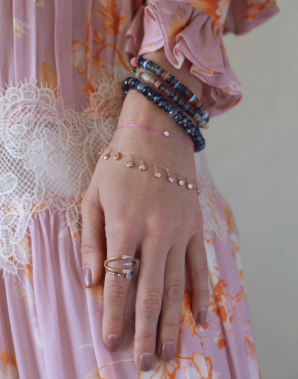 SYDNEY EVAN-Evil Eye on Multi Heishi Bracelet-YELLOW GOLD