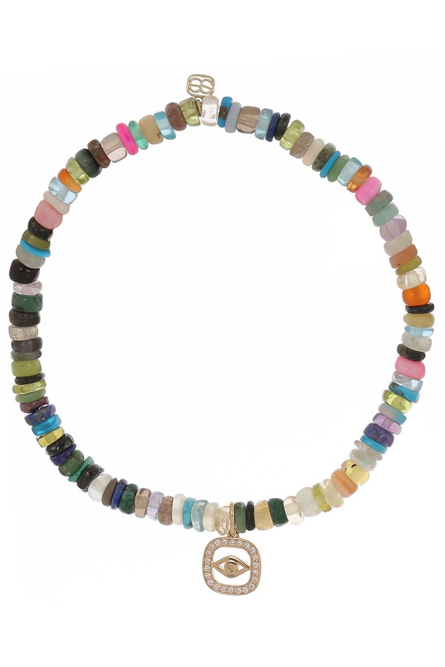 SYDNEY EVAN-Evil Eye Open Icon Heishi Bead Bracelet-YELLOW GOLD
