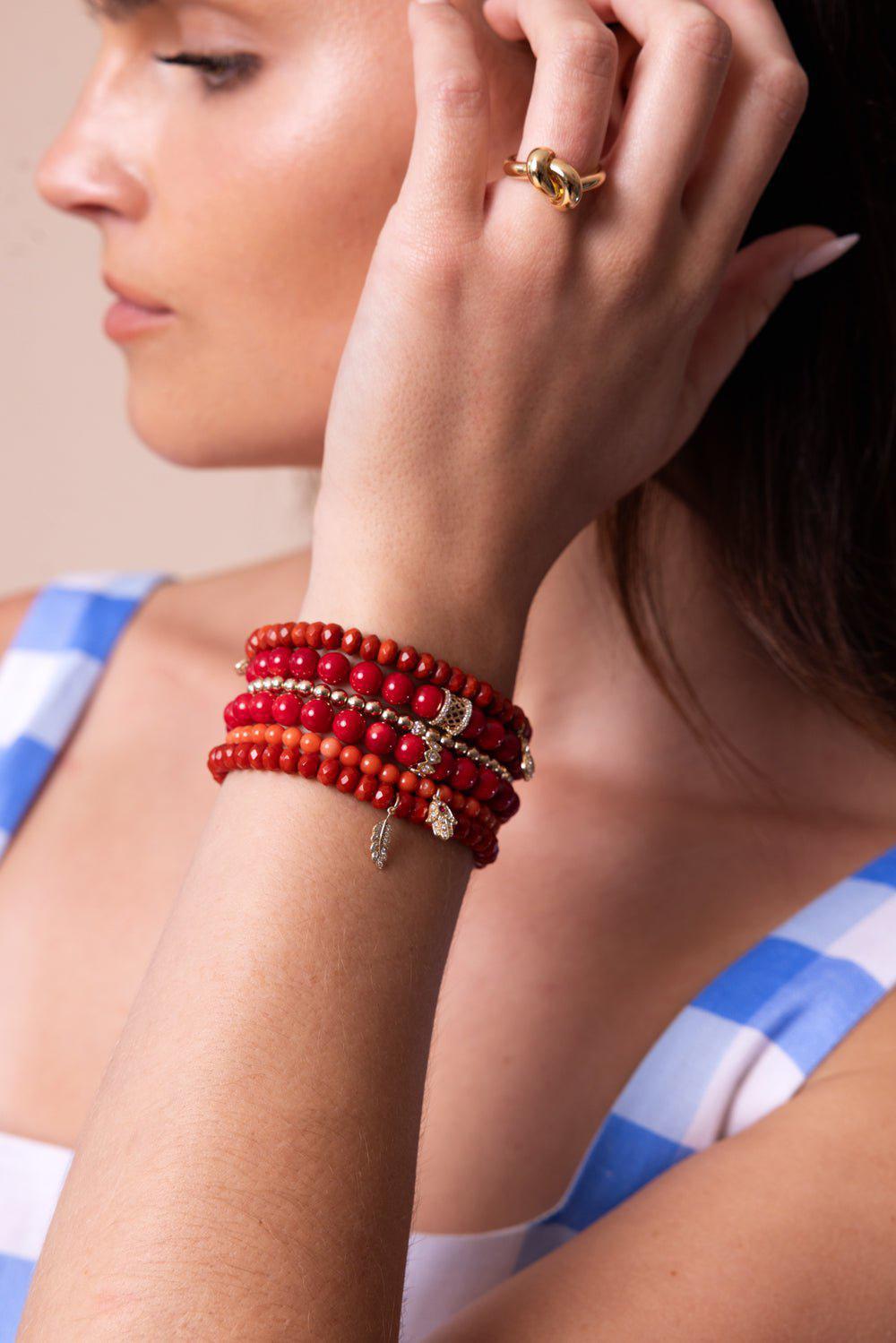 SYDNEY EVAN-Evil Eye Rondelle Bamboo Bracelet-YELLOW GOLD