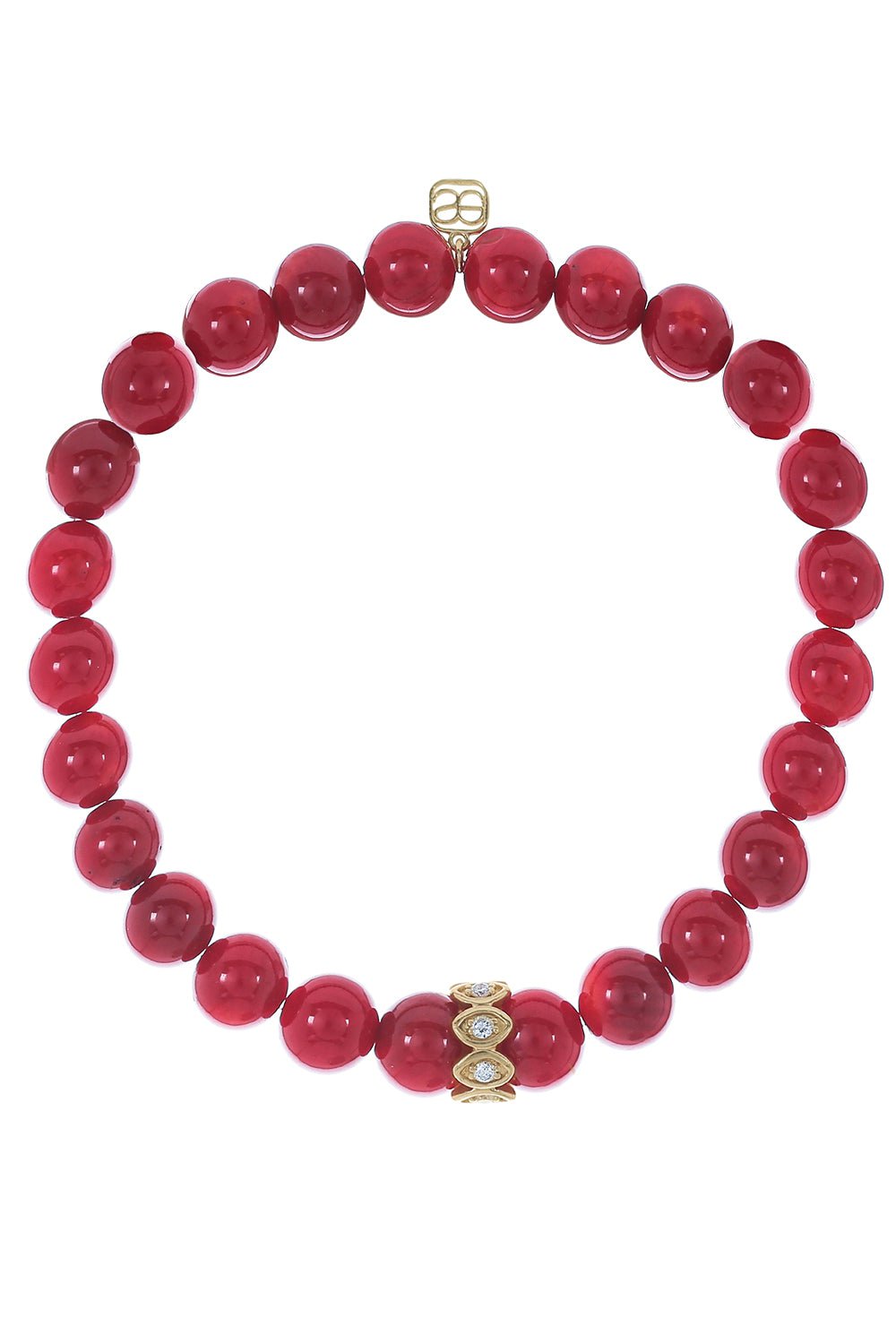 SYDNEY EVAN-Evil Eye Rondelle Bamboo Bracelet-YELLOW GOLD