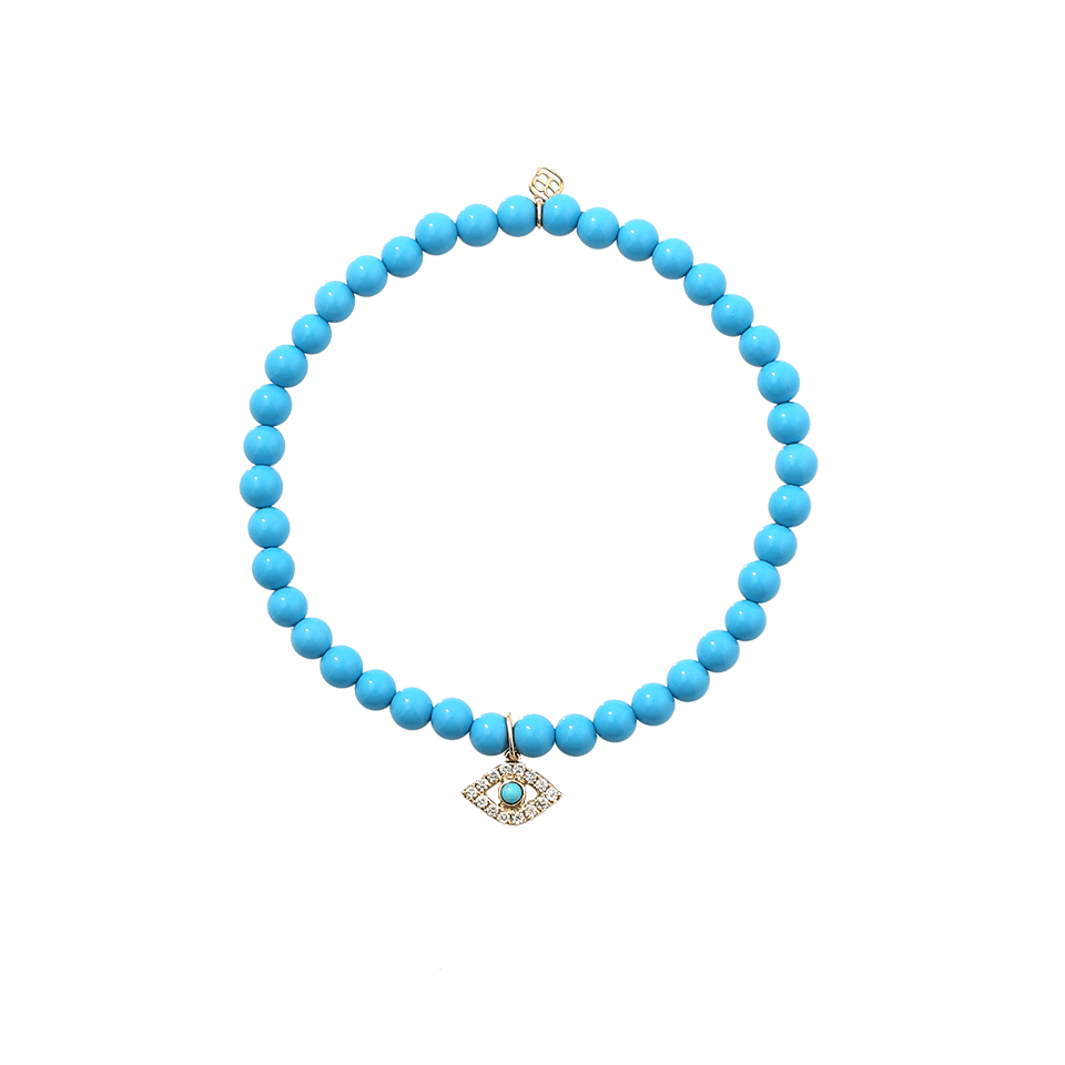 SYDNEY EVAN-Evil Eye Turquoise Beaded Bracelet-YELLOW GOLD