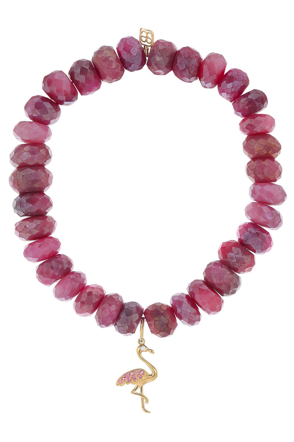 SYDNEY EVAN-Flamingo Red Moonstone Charm Bracelet-YELLOW GOLD