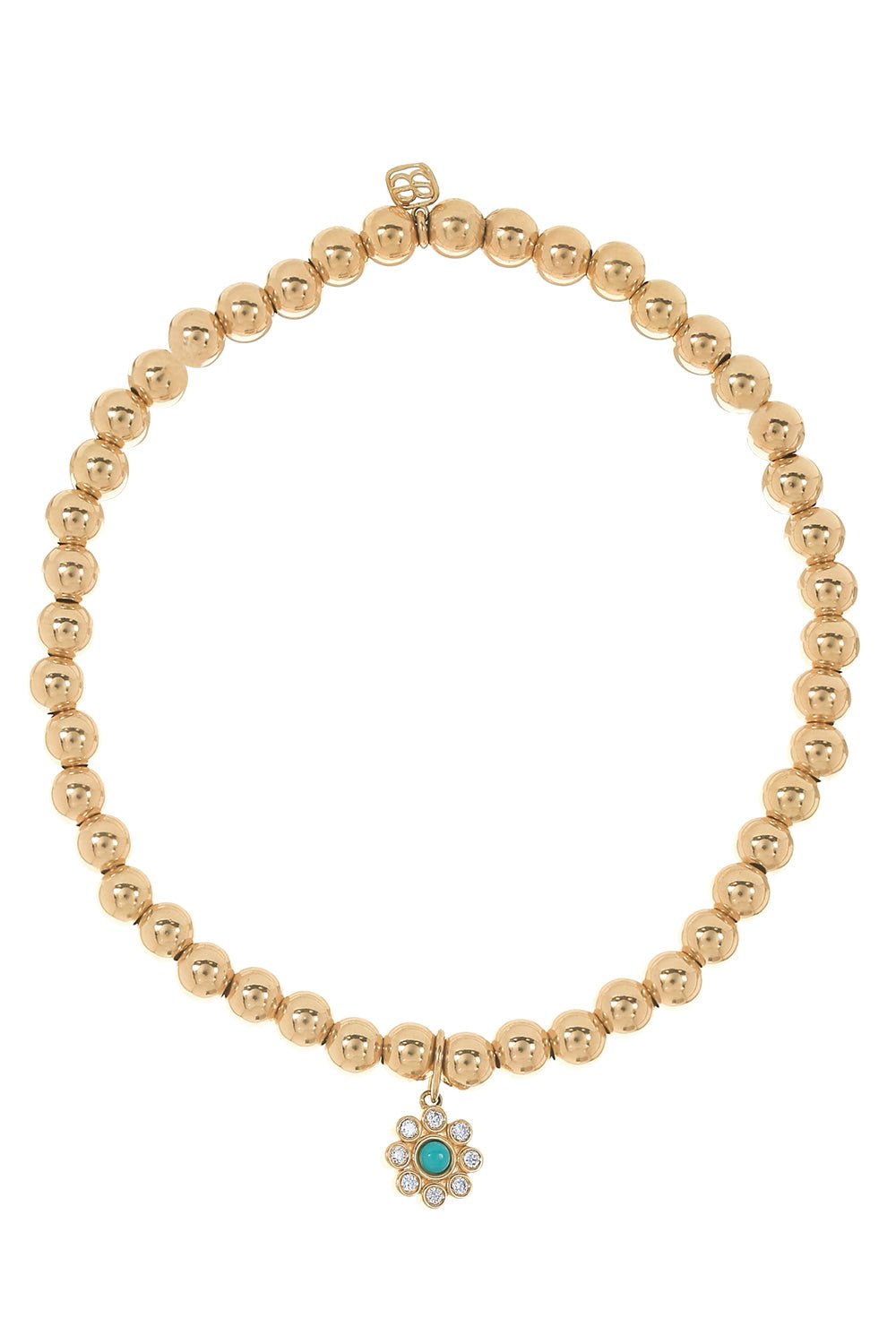 SYDNEY EVAN-Flower Gold Bead Charm Bracelet-YELLOW GOLD