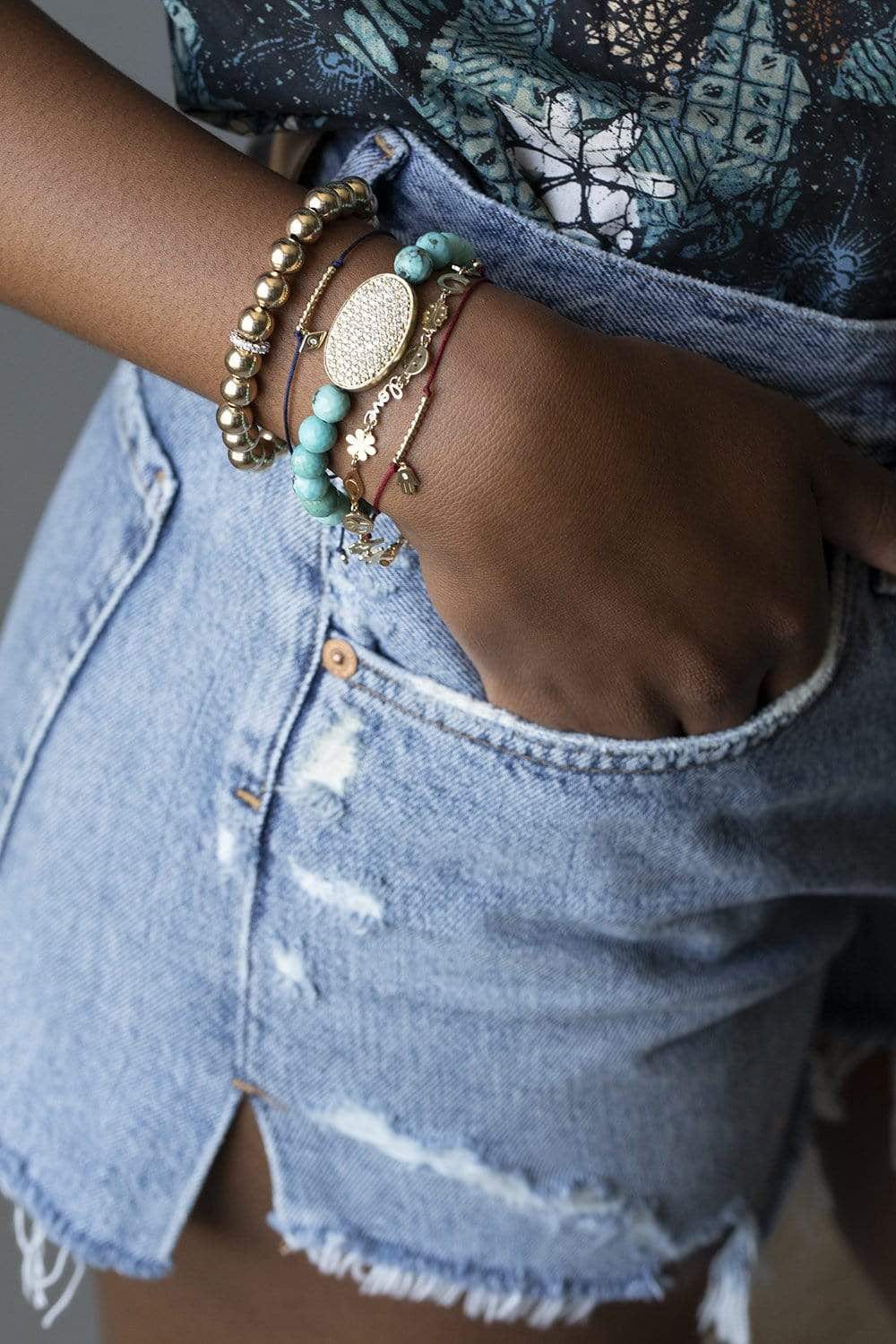 SYDNEY EVAN-Gold & Diamond Tiny Hamsa Cord Bracelet-YELLOW GOLD