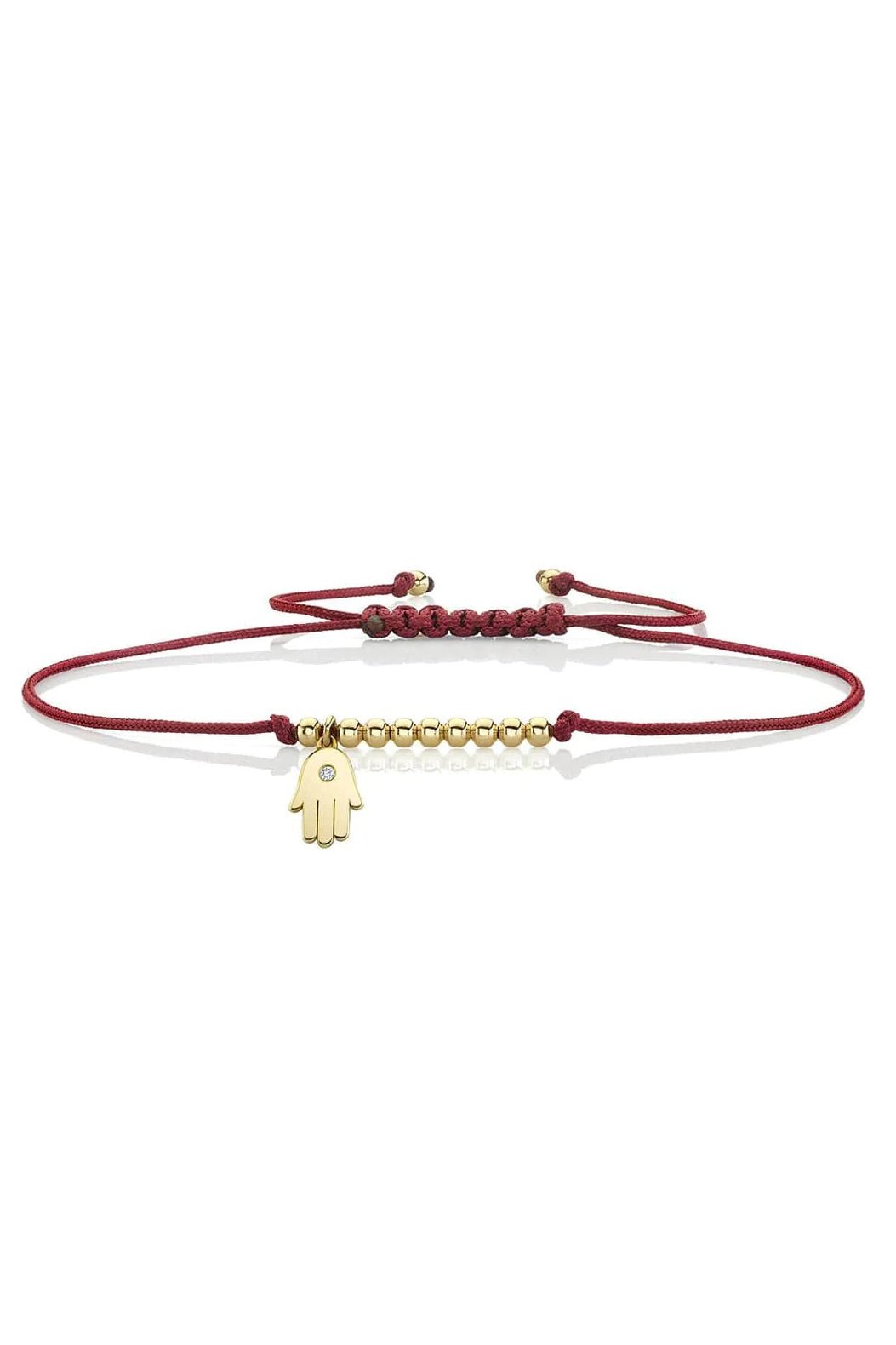 SYDNEY EVAN-Gold & Diamond Tiny Hamsa Cord Bracelet-YELLOW GOLD