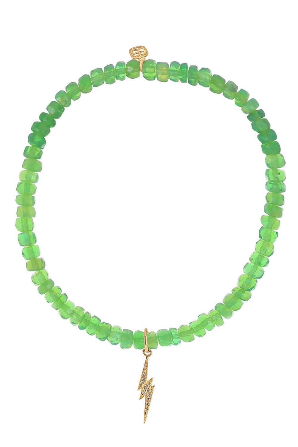 Green opal Small Lightening Bolt Charm Bracelet-YELLOW GOLD-JEWELRYFINE JEWELBRACELET O-SYDNEY EVAN
