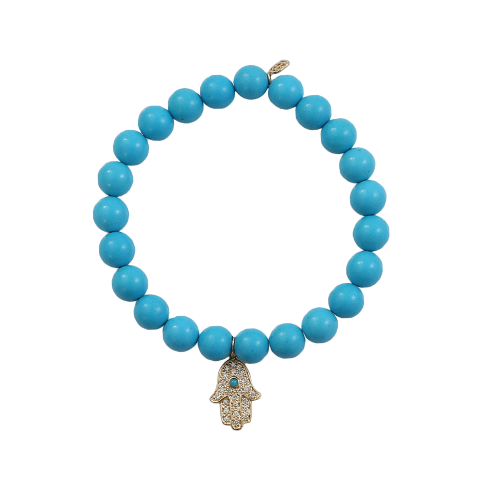 SYDNEY EVAN-Hamsa Hand Beaded Bracelet-YELLOW GOLD
