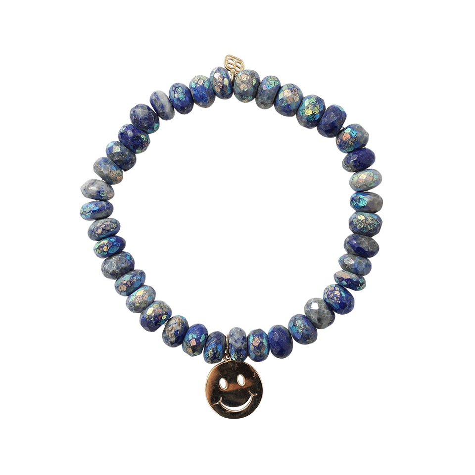 SYDNEY EVAN-Happy Face Beaded Bracelet-YELLOW GOLD