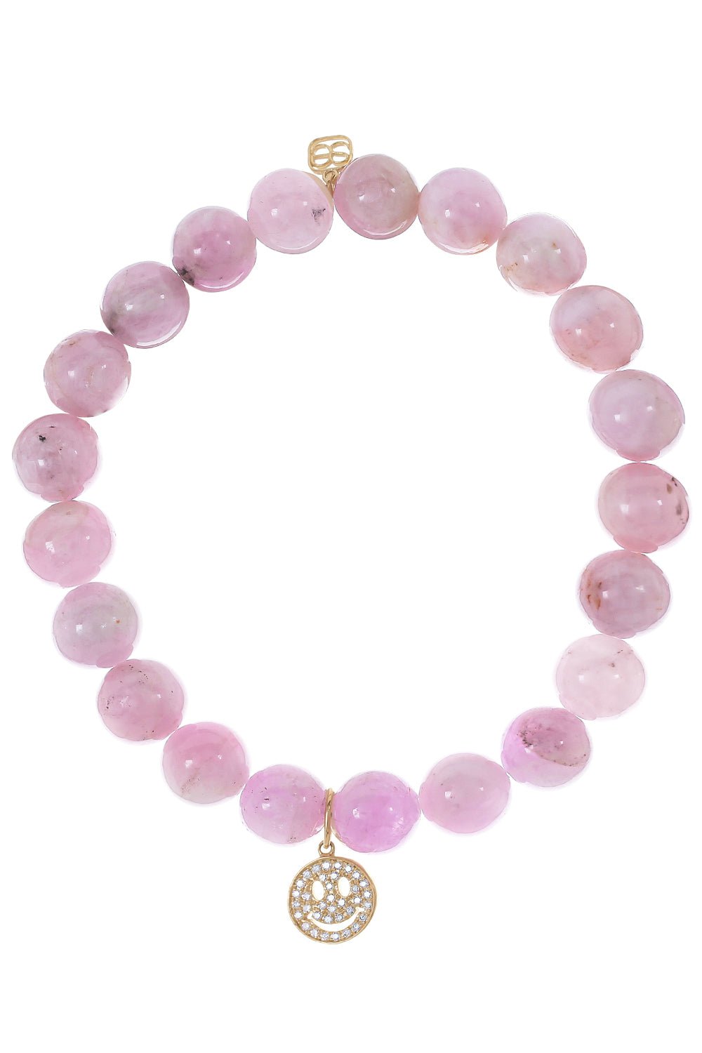 SYDNEY EVAN-Happy Face Kunzite Charm Bracelet-YELLOW GOLD