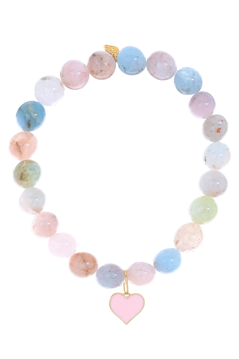 SYDNEY EVAN-Heart Morganite Charm Bracelet-YELLOW GOLD