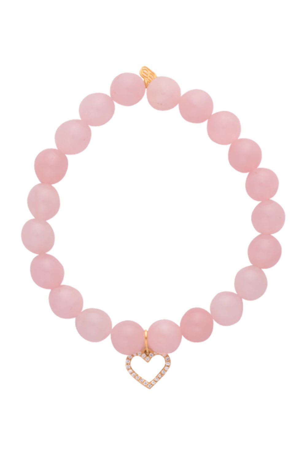 SYDNEY EVAN-Heart Rose Quartz Charm Bracelet-YELLOW GOLD
