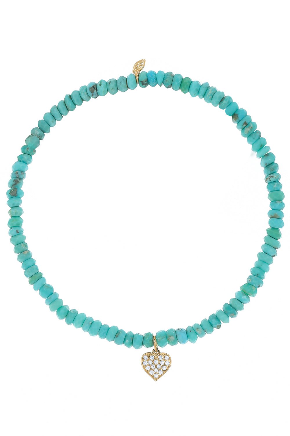 SYDNEY EVAN-Heart Turquoise Charm Bracelet-YELLOW GOLD