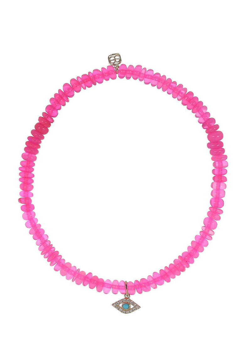 Hot Pink Opal Turquoise Evil Eye Charm Bracelet