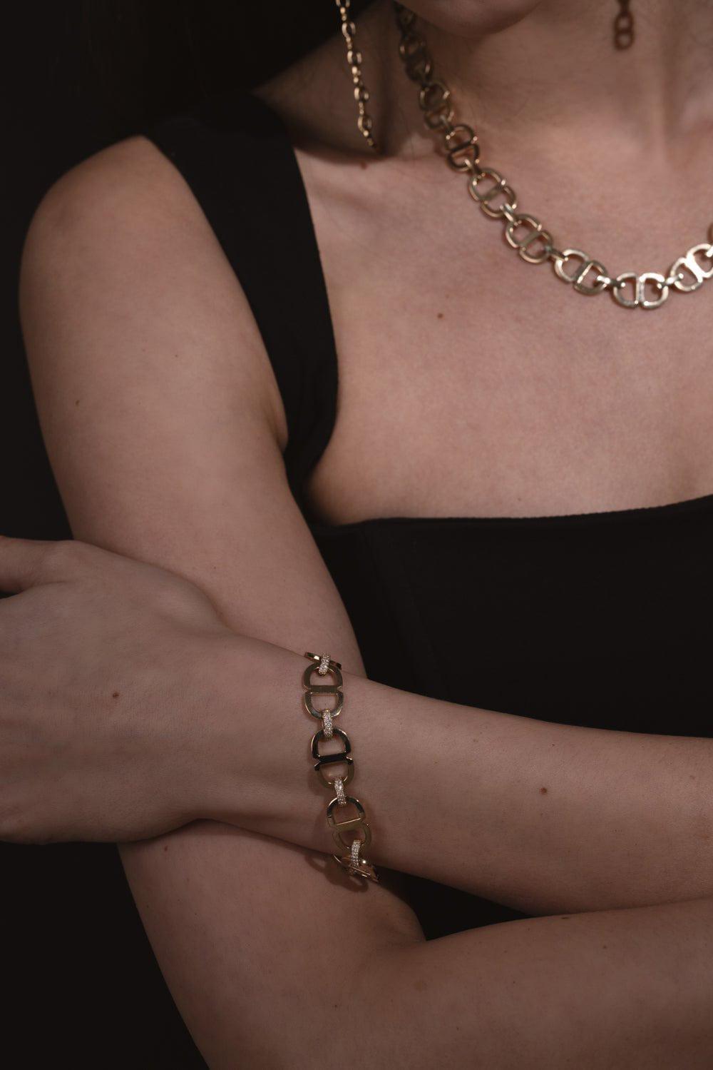 SYDNEY EVAN-Large Chain Link Eternity Bracelet-YELLOW GOLD