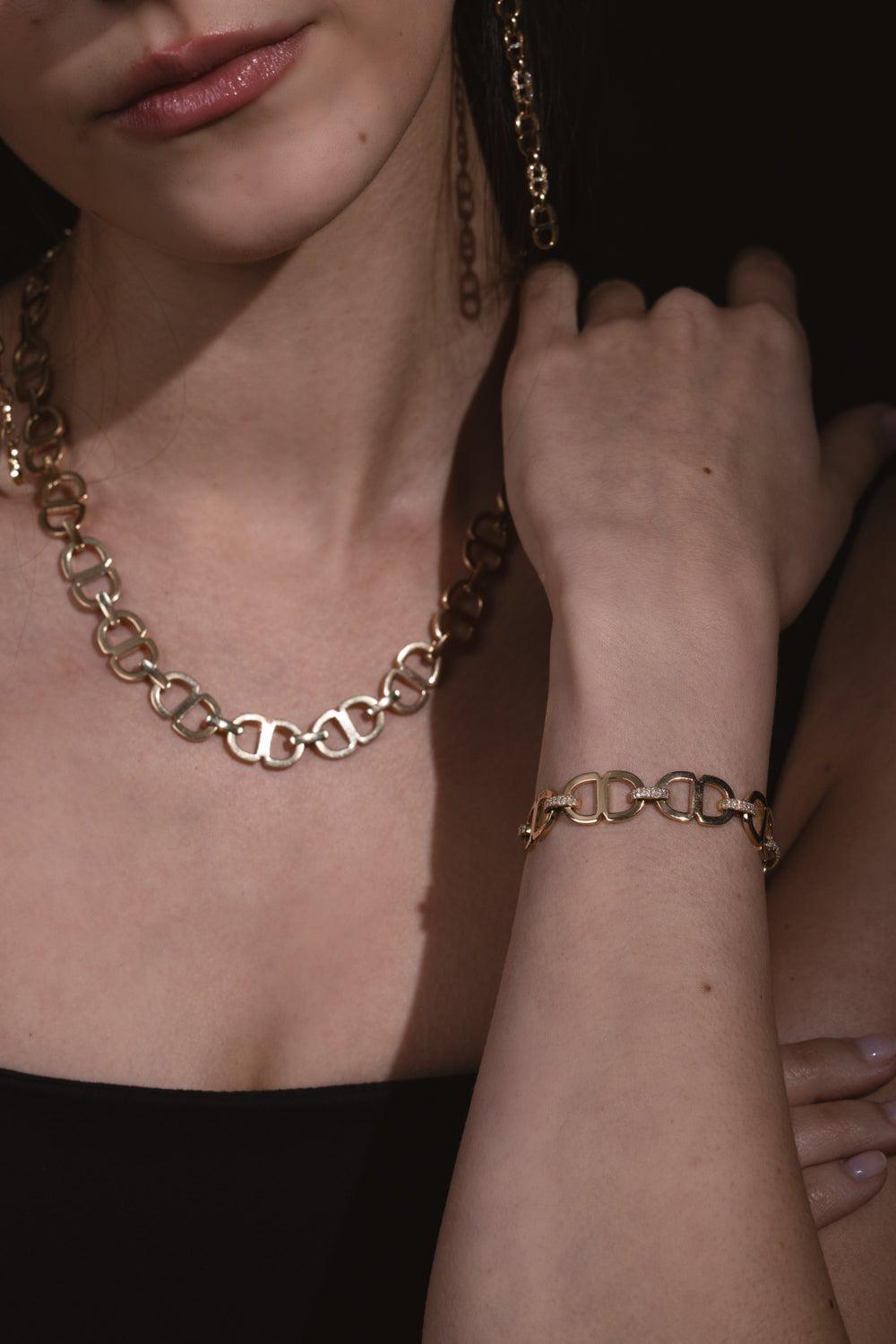 SYDNEY EVAN-Large Chain Link Eternity Bracelet-YELLOW GOLD