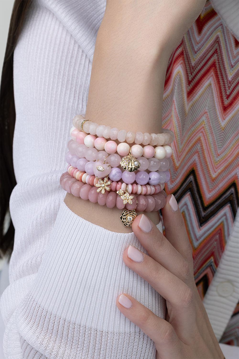 Large Flower Lavender Jade Charm Bracelet-YELLOW GOLD-JEWELRYFINE JEWELBRACELET O-SYDNEY EVAN