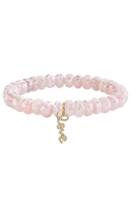 SYDNEY EVAN-Love Script Charm Bead Bracelet-YELLOW GOLD