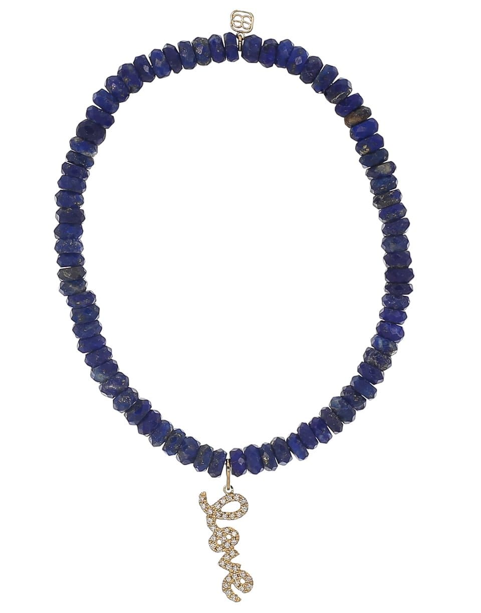SYDNEY EVAN-Love Script Lapis Heishi Bead Bracelet-YELLOW GOLD