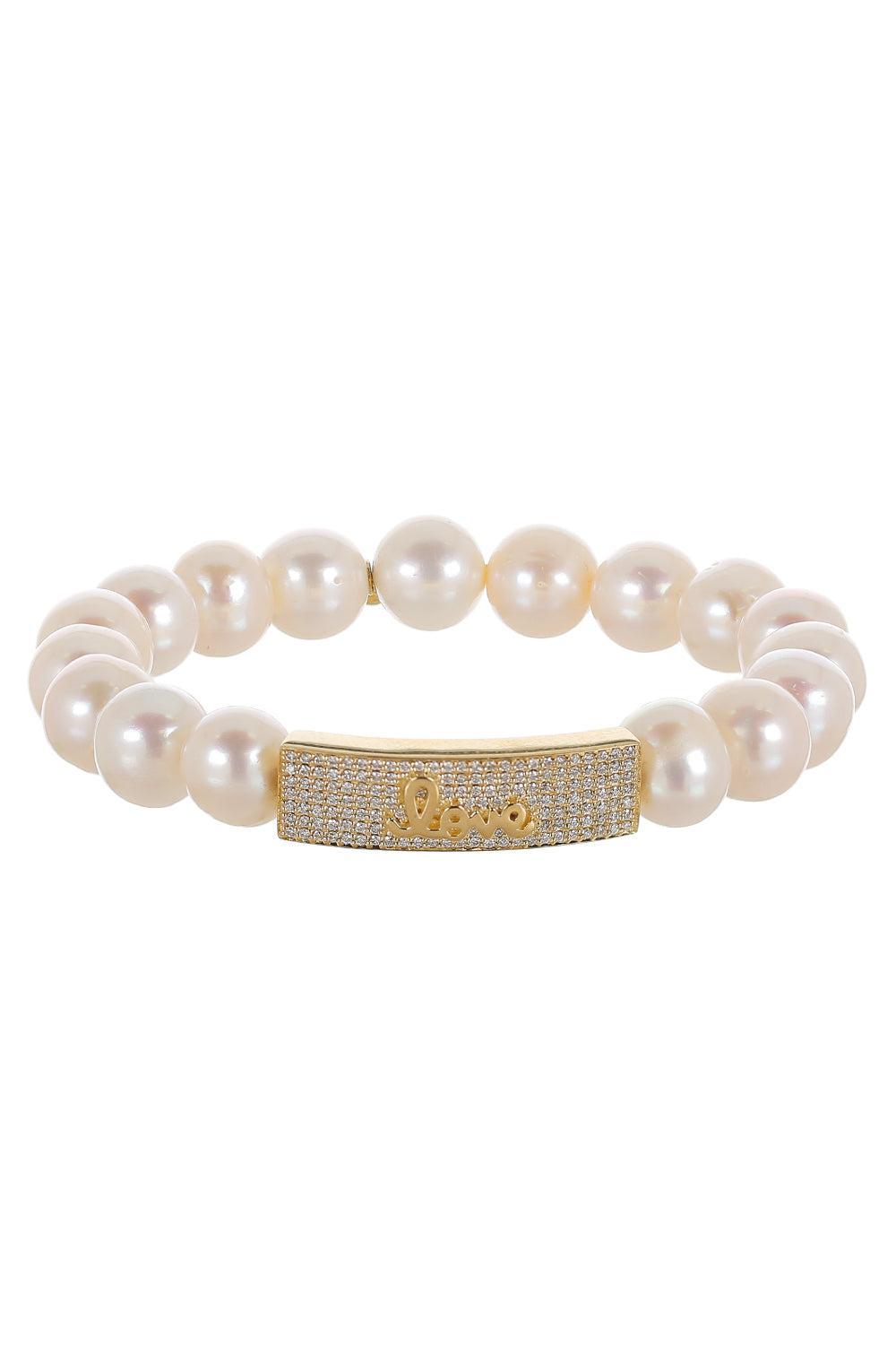 Love Script Pearl Charm Bracelet-YELLOW GOLD-JEWELRYFINE JEWELBRACELET O-SYDNEY EVAN