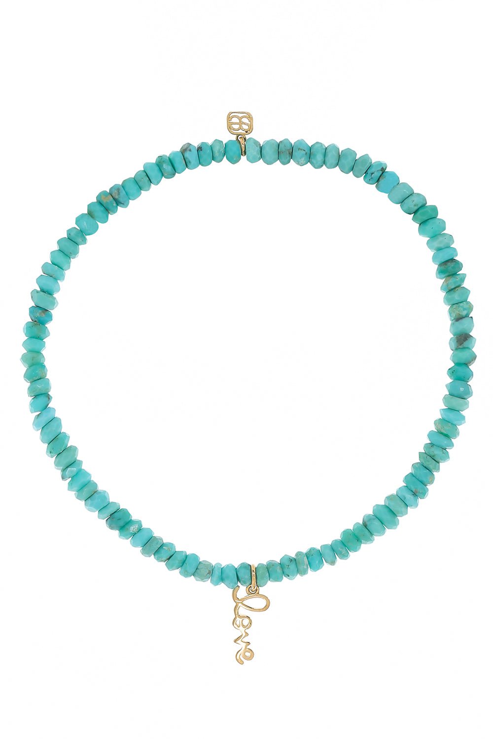 SYDNEY EVAN-Love Turquoise Charm Bracelet-YELLOW GOLD