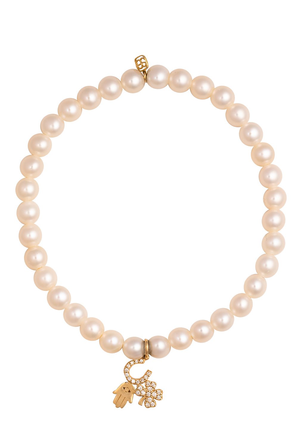SYDNEY EVAN-Luck And Protection Pearl Bracelet-YELLOW GOLD