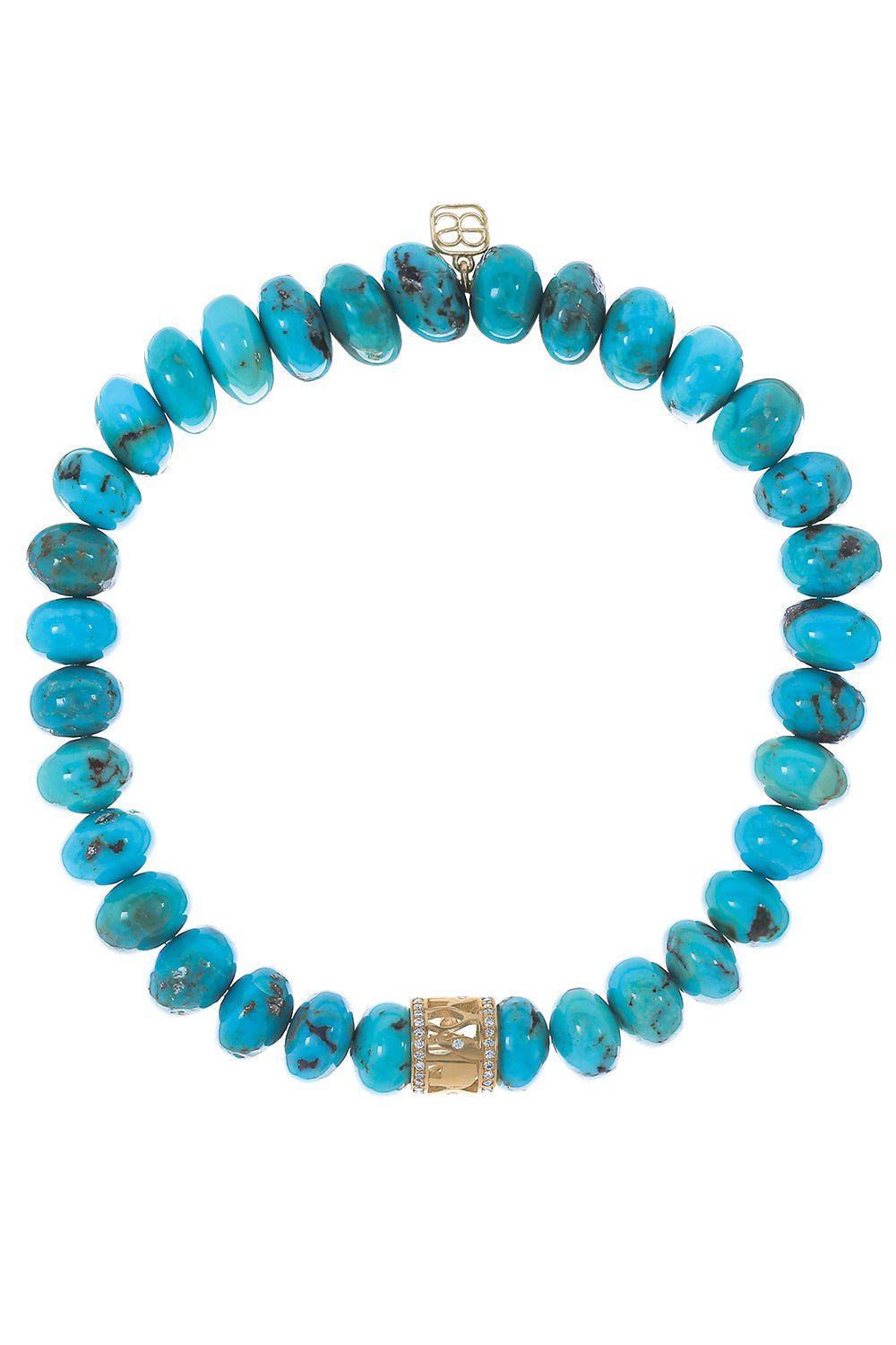 SYDNEY EVAN-Lucky Rondelle Turquoise Bracelet-YELLOW GOLD