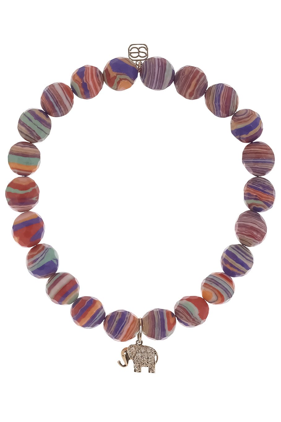 SYDNEY EVAN-Mini Elephant Sunstripe Bead Bracelet-YELLOW GOLD