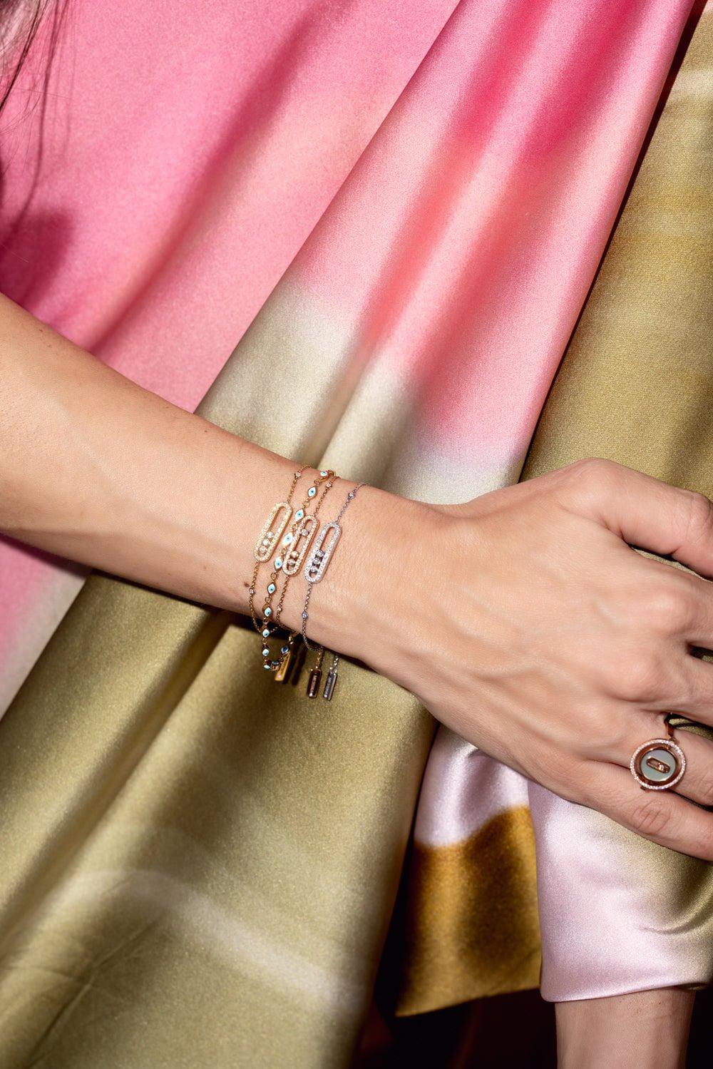 SYDNEY EVAN-Mini Enamel Evil Eye Bracelet-YELLOW GOLD