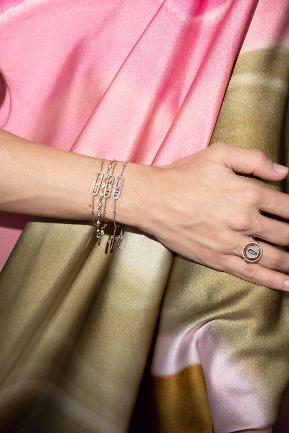 SYDNEY EVAN-Mini Enamel Evil Eye Bracelet-YELLOW GOLD