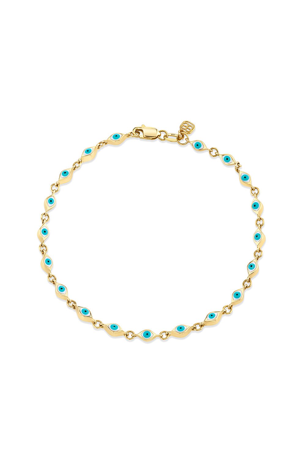 SYDNEY EVAN-Mini Enamel Evil Eye Bracelet-YELLOW GOLD