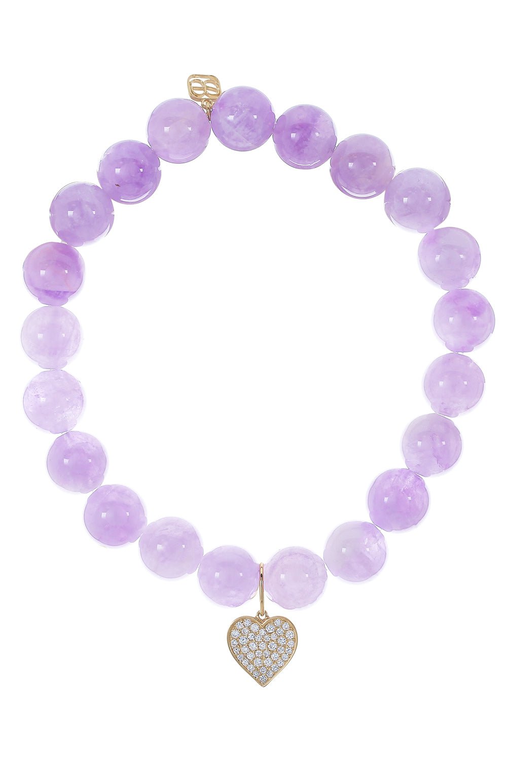 SYDNEY EVAN-Mini Heart Amethyst Charm Bracelet-YELLOW GOLD