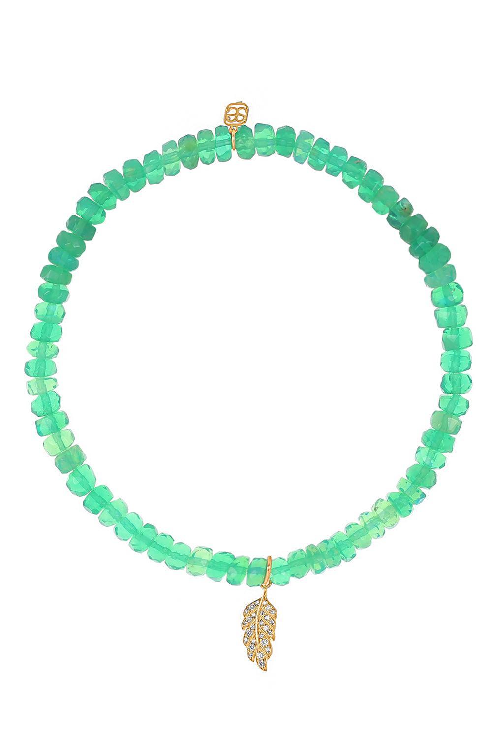 Mint Opal Tiny Feather Charm Bracelet-YELLOW GOLD-JEWELRYFINE JEWELBRACELET O-SYDNEY EVAN