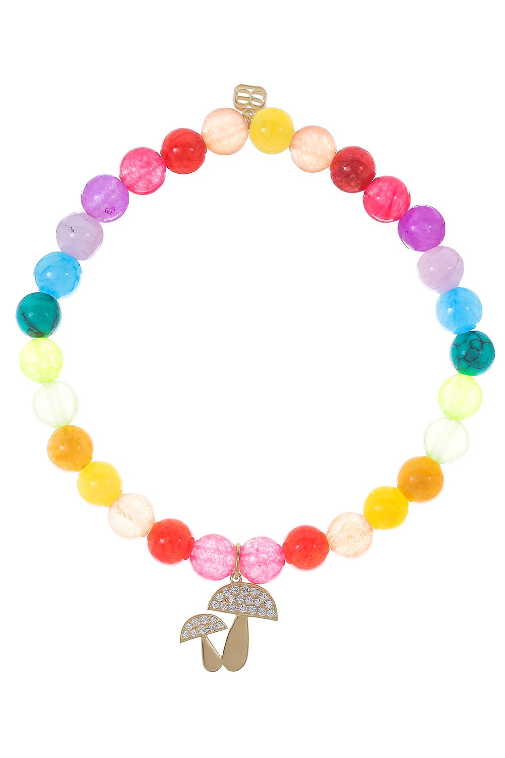 SYDNEY EVAN-Mushroom Multi Color Charm Bracelet-YELLOW GOLD