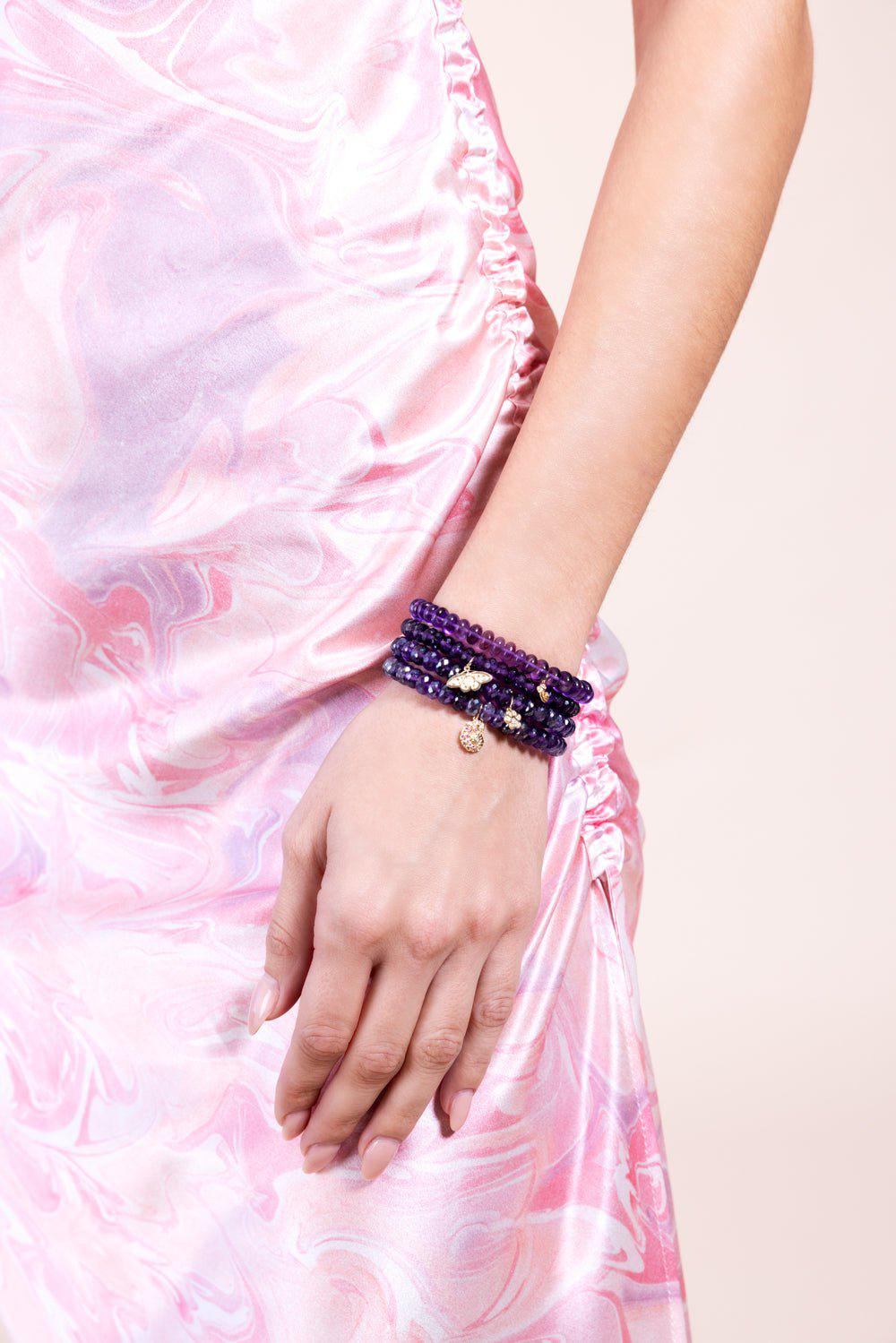 SYDNEY EVAN-Nautilus Shell Amethyst Charm Bracelet-YELLOW GOLD