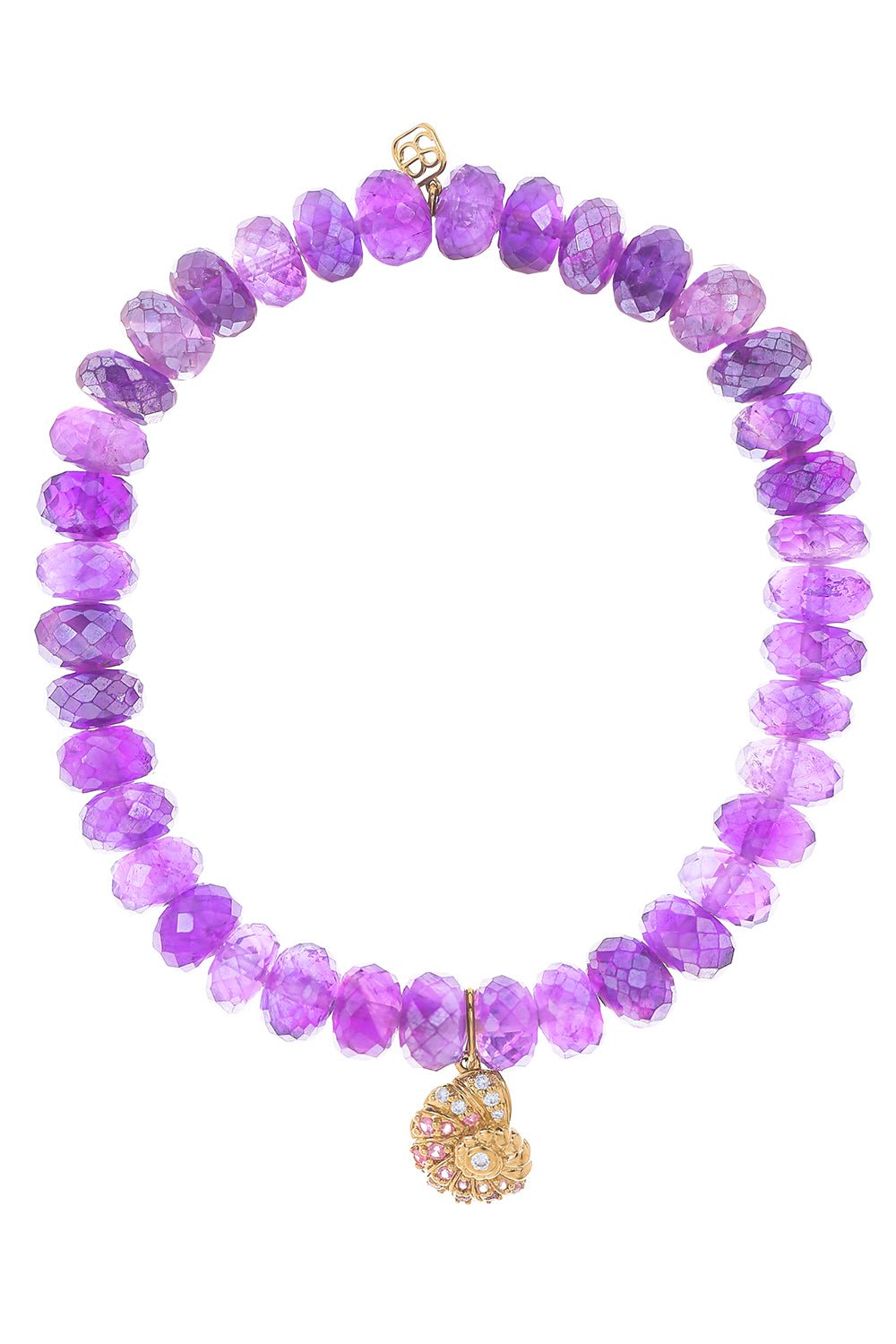 SYDNEY EVAN-Nautilus Shell Amethyst Charm Bracelet-YELLOW GOLD