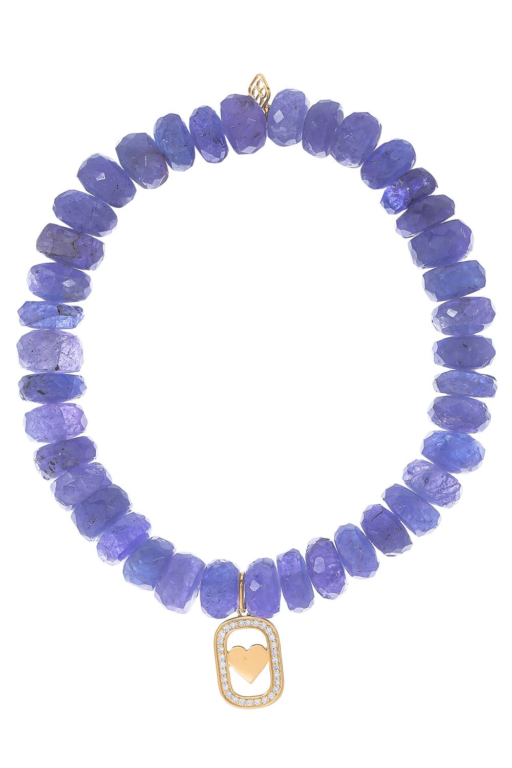 SYDNEY EVAN-Open Heart Icon Tanzanite Charm Bracelet-YELLOW GOLD