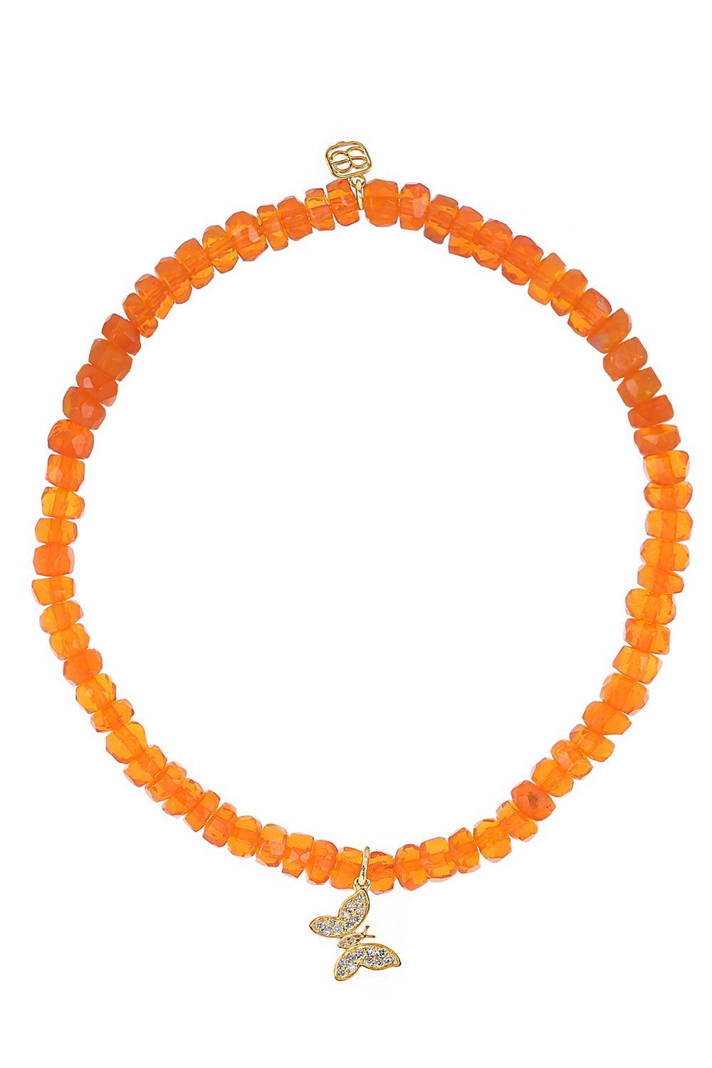Orange Opal Tiny Butterfly Charm Bracelet-YELLOW GOLD-JEWELRYFINE JEWELBRACELET O-SYDNEY EVAN