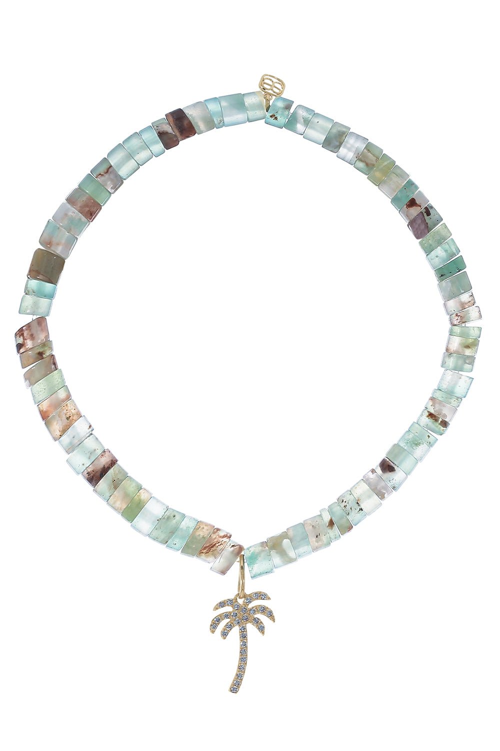 SYDNEY EVAN-Palm Tree Aventurine Charm Bracelet-YELLOW GOLD