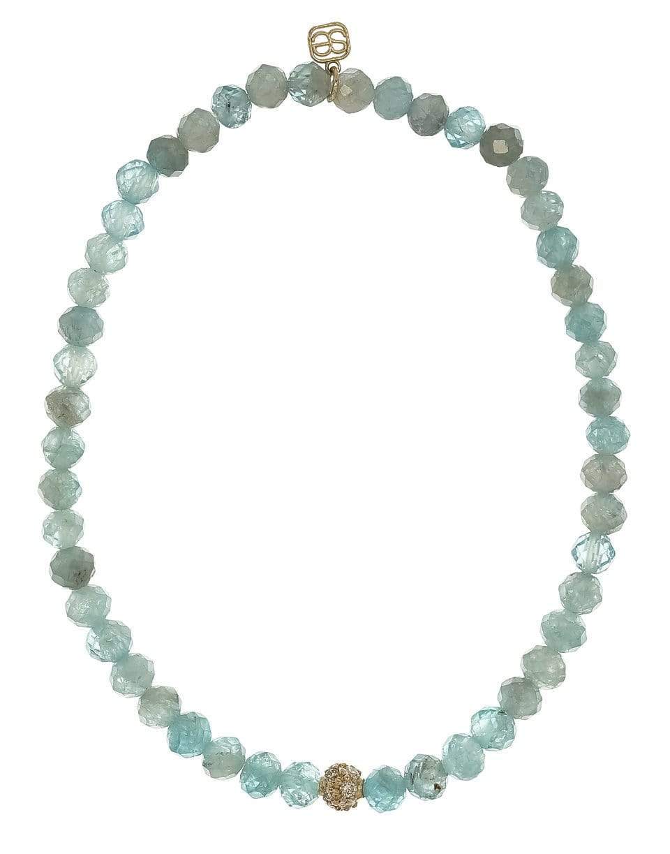 SYDNEY EVAN-Pave Diamond Ball Blue Zircon Bracelet-YELLOW GOLD