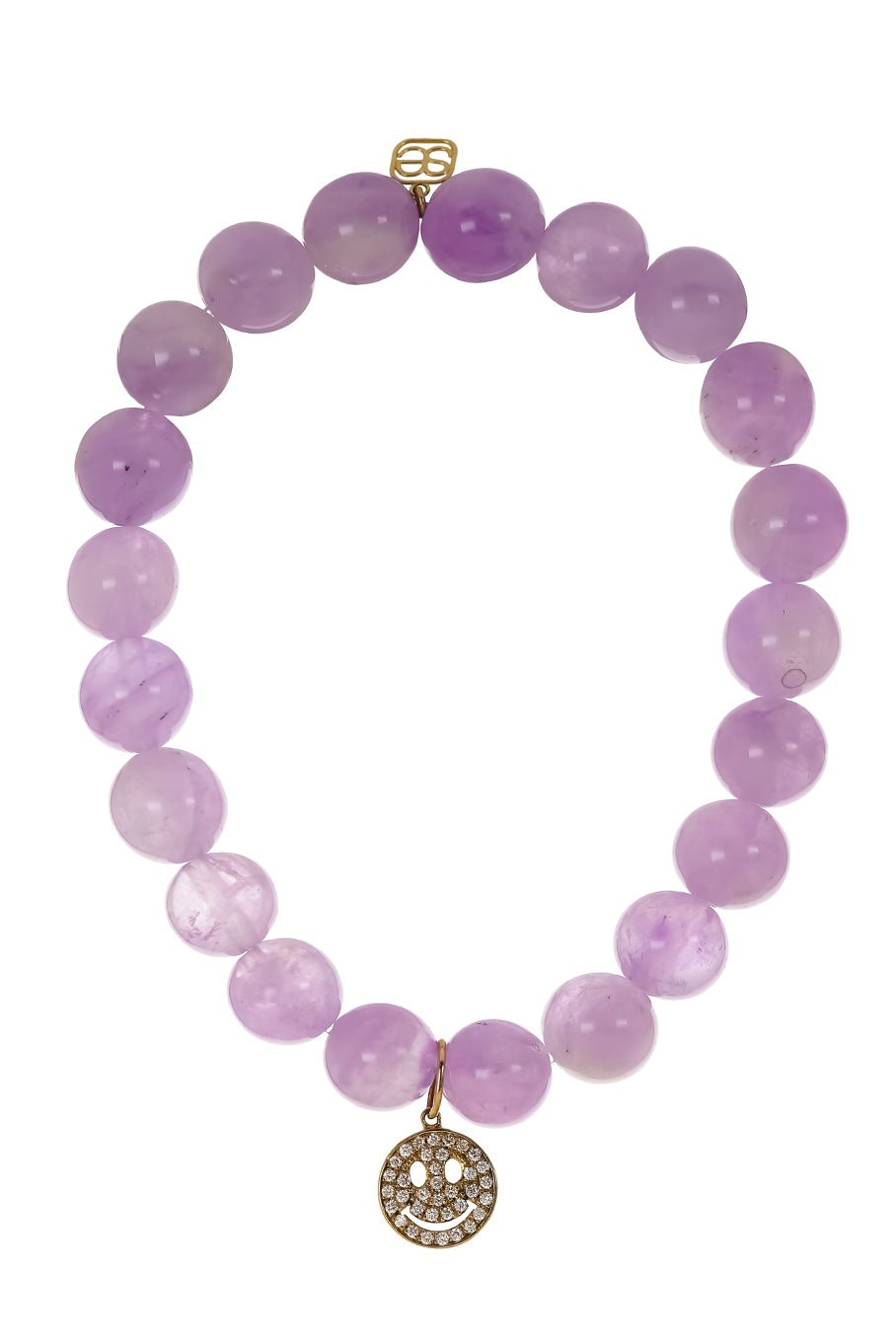 SYDNEY EVAN-Pave Diamond Happy Face Amethyst Bead Bracelet-YELLOW GOLD