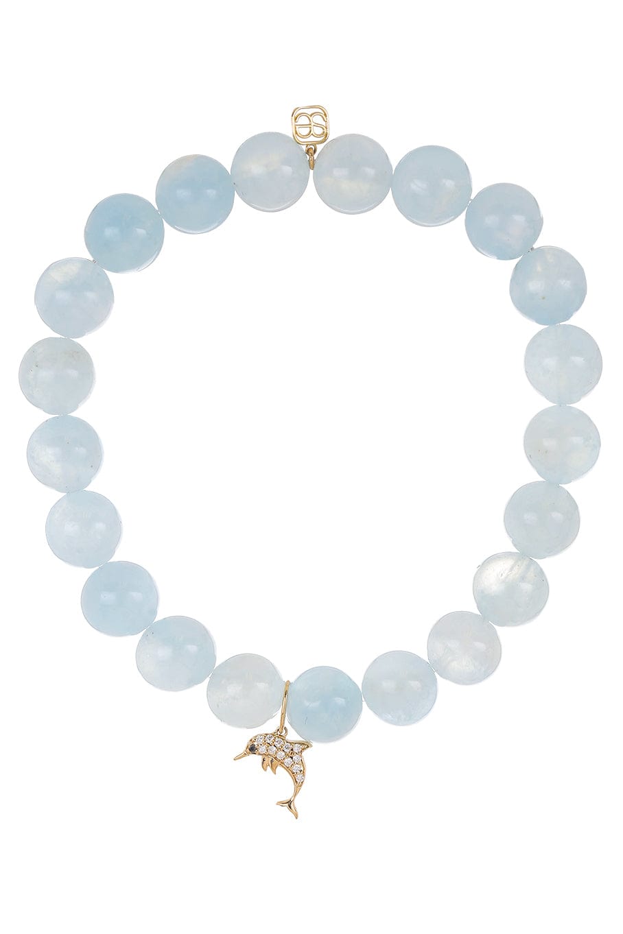 SYDNEY EVAN-Pave Dolphin Aquamarine Bead Bracelet-YELLOW GOLD