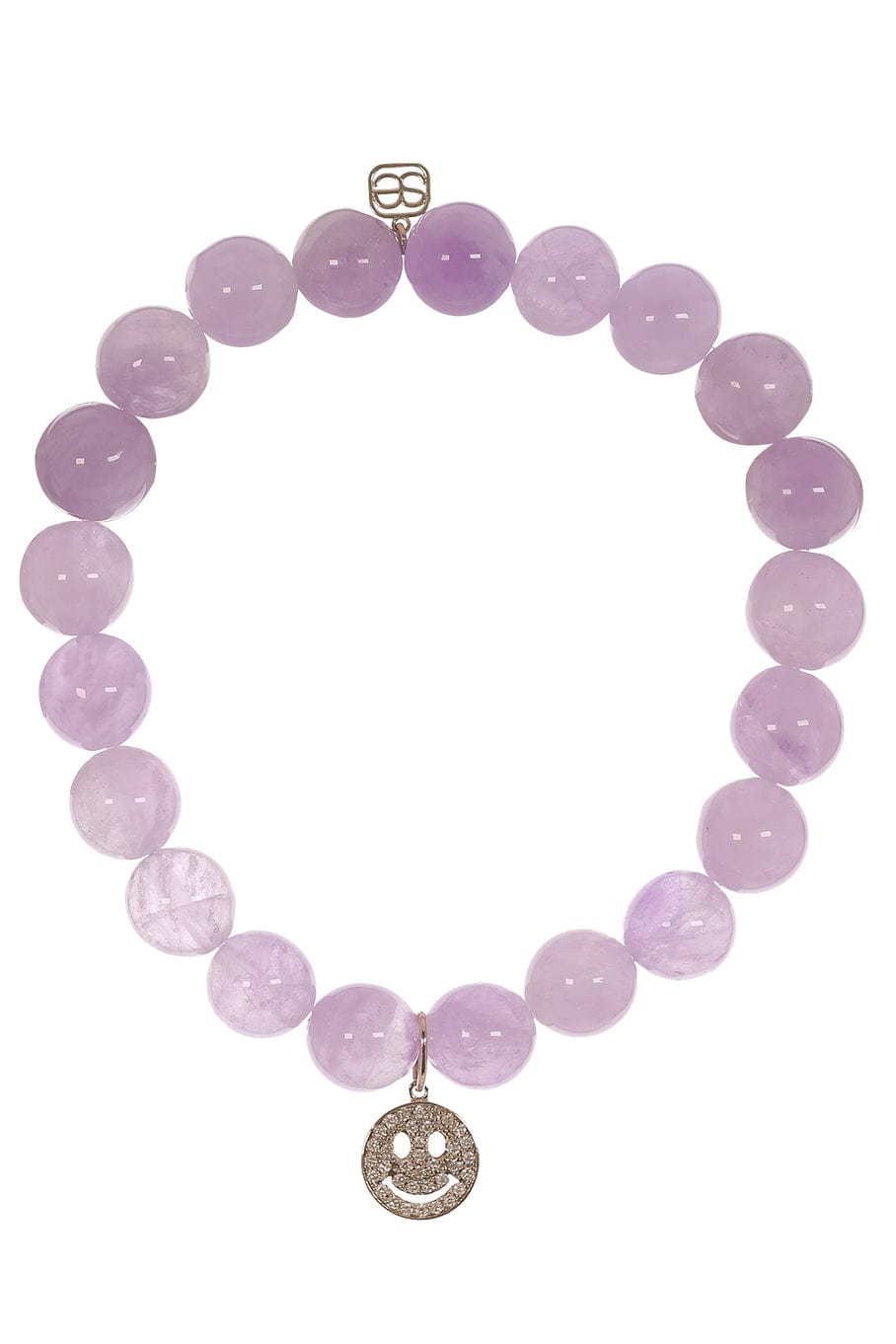 SYDNEY EVAN-Pave Happy Face Lavendar Bead Bracelet-YELLOW GOLD