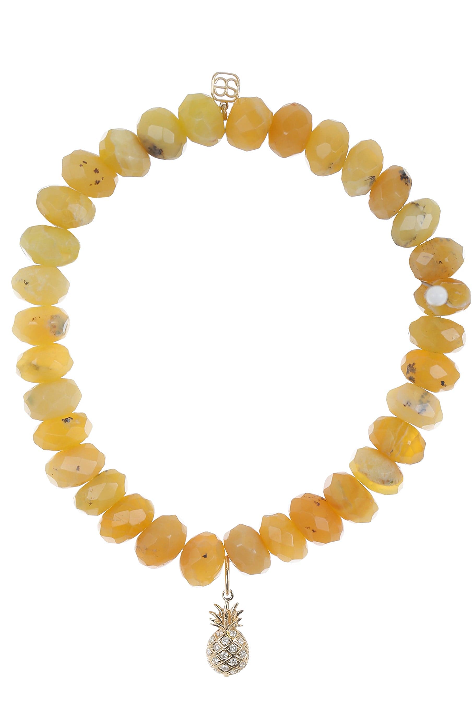SYDNEY EVAN-Pave Pineapple Yellow Opal Bead Bracelet-YELLOW GOLD