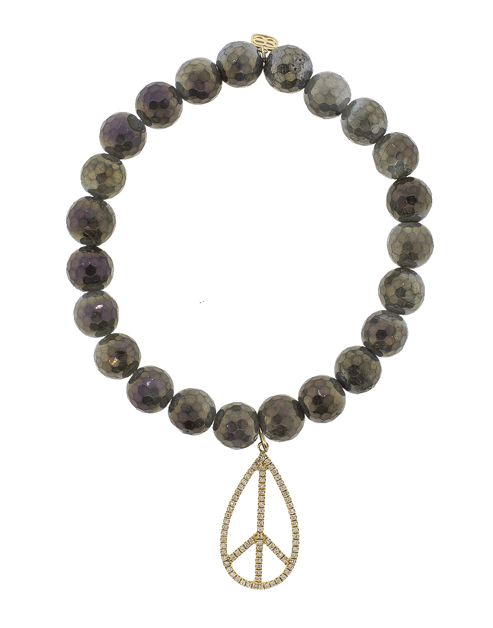 SYDNEY EVAN-Peace Sign Teardrop Charm Bracelet-YELLOW GOLD