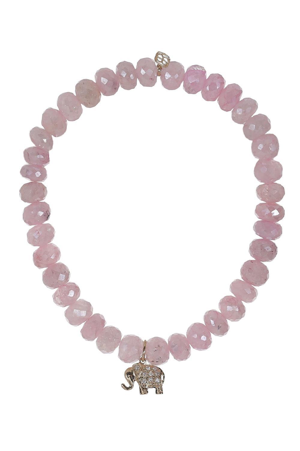 Pink Grapolite Elephant Charm Bracelet-YELLOW GOLD-JEWELRYFINE JEWELBRACELET O-SYDNEY EVAN